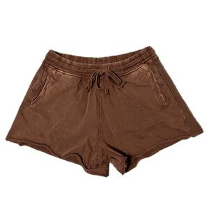 Zara Burgundy Washed Effect Plush Shorts
